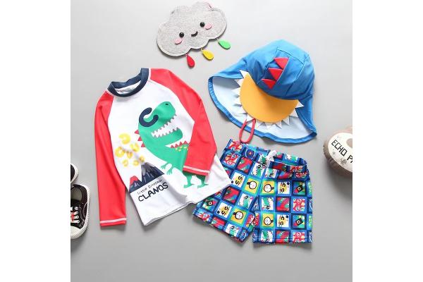 Carton Style Boys Swimsuit Sets Summer Children Swimwear Student Split