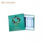 Custom Green Luxury Packaging Christmas Wrapping Decoration Bows Gold Hot Stamping Lid And Base Boxes For Cosmetic for sale