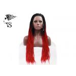 Red Synthetic Braided Wigs With Dark Roots , Black Women Box Braid Lace Wig for sale