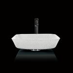 12mm Countertop Vanity Sinks Crystal Square Vessel Bathroom Scratch Resistant White for sale
