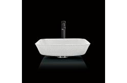 China 12mm Countertop Vanity Sinks Crystal Square Vessel Bathroom Scratch Resistant White supplier