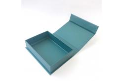 China Rectangle Blue Solid Magnetic Gift Box With Ribbon supplier