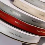 Polyester Satin Grosgrain Ribbons with Logo Custom Luxury Floral Wax Silk Print for Gift Wrap for sale