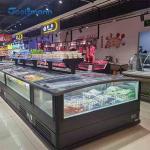 R290 Island Glass Lid Freezer Deep Sliding Door Chest Refrigerant Supermarket for sale