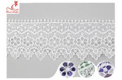 China White 100% Polyester Water Soluble Lace Trim For Clothing Factory supplier