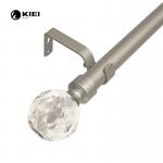 Matt Nickel Color 28mm Metal Curtain Pole With Acrylic Finials Extendable From 28-120 Inch for sale