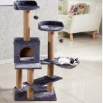 Custom Wooden Cat Climbing Tree with Modern Luxury Design and Scratching Post Tower