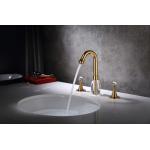 Deck Mounted Gold Widespread Bathroom Faucet 3 Hole 2 Handle Solid Brass