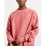 Dropped Shoulder Fleece Crew Neck Sweatshirt Men Hoodies Pink Color for sale