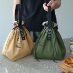 Customized Insulated Bento Bag Wide Opening Canvas Drawstring Lunch Bag for sale