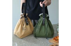 China Customized Insulated Bento Bag Wide Opening Canvas Drawstring Lunch Bag supplier