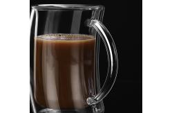 China Espresso Double Wall Glass Cup Safe To Touch With Handle Unique Design supplier