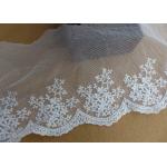 Ivory Embroidery Nylon Lace Trim With Snowflake Pattern For Bridal Veil