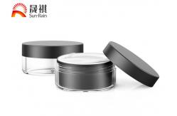 China Double Wall 100g Black Cosmetic Plastic Jar With Screw On Lid And Spoon supplier