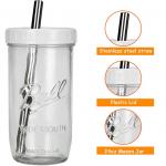 Wide Mouth Glass Tea Reusable Smoothie Cups With Straw 16oz 24oz