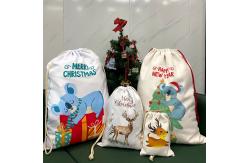 China Custom Logo Linen Sublimation Drawstring Bag Santa Sacks Sublimation Blank Christmas Gift Bags supplier