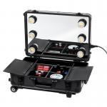China Black Studio Makeup Case With Lights And Mirror , Large Cosmetic Case for sale