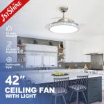Energy Saving Silent Remote Control LED Ceiling Fan Light with 2- Metal Lamp Body for sale
