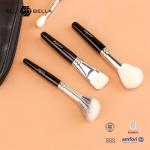 Customize 9pcs Travel Pro Makeup Brushes with Black Wooden Handle and Aluminium Ferrule
