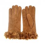 wholesale soft Spanish merino sheepskin double face gloves with lamb wool cuff for sale
