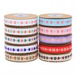 Jacquard 12mm Floral Wired Ribbon ISO14001 Vintage Floral Ribbon for sale