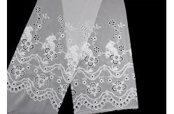 China 49 Inch Chiffon Embroidered Lace Fabric With Floral Bird Eyelet supplier