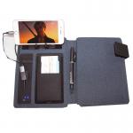 Custom Print Logo Hardcover Soft Pu Leather Wireless Charging Notebook With Usb