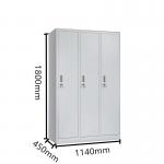 Knock Down Bedroom 3 Door Locker Cabinet With Mirror for sale