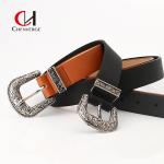 Classic Ladies Leather Belt Vintage Needle Buckle Decorative Black Color for sale
