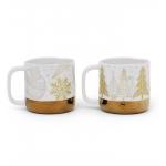 Christmas Mug Ceramic Tea Coffee Mug Electroplated Decal Porcelain Golden White for sale