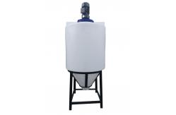 China 1500L Cone Bottom Plastic Water tank Mixing tank with an Agitator supplier