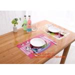 Custom PVC Woven Decorative Table Mat Placemat,Dining Room Hot Food Woven Fabric Vinyl PVC Table Mat,placemats pvc dinin for sale