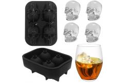 China Flexible 3D Skull Silicone Ice Cube Mould For Beer supplier