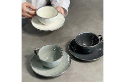 China Light Luxury Coffee Cup Ceramic Electroplated Silver Edge Exquisite Tea Coffee Set supplier