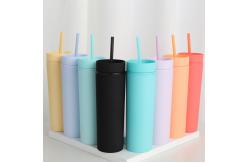 China 16oz Double Wall Plastic Acrylic Tumblers Reusable With Straw supplier