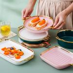 Double Wall Insulated Colorful Ceramic Dinner Plates Nordic Style For Cooking Kitchen for sale