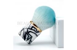 China Gold Ring Soft Short Kabuki Brush 360degree Head Transfer Printing On Handle supplier
