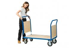 China 75kg Steel Platform Push Cart Double Handle Flatbed Push Cart supplier