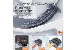 China 14.96in Flat Rubber Silicone Flex Toilet Brush With Holder Long Handle TPR supplier