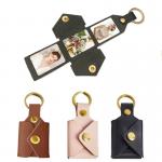 Personalized Photo Keyring Foldable Sublimation Leather Keychain Photo Album with Three Printable Aluminum Sheet for sale