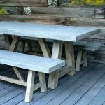 Rectangular Kitchen Chair Set Concrete GRC Dining Table With Bench