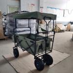 87cm Beach Folding Wagon With Canopy 106cm Folding Beach Trolley 600D Oxford Fabric for sale