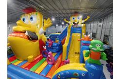 China Automatic Move Inflatable Bounce House With Slide SpongeBob SquarePants Inflatable Fun City supplier