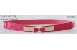 China Metal Bowtie Buckle Fushcia Kids Elastic Belts With PU Part 2.5cm Width supplier