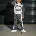 Customized Kids Joggers Set Boys Cropped Hoodies Windbreaker Half Zipper OEM Service