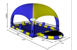 China Blue And Yellow 8m Diameter Kids Inflatable Pools With Trampoline UV Protected supplier
