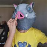 Demon Slayer Hashibira Inosuke Pig Animal Latex Masks Headdress for sale