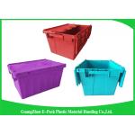 Blue  PP Plastic Attached Lid Containers , plastic storage boxes with lids