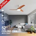 Elegant Design Wood Grain ABS Blades Ceiling Fan 52 Inch With Dimmable Light for sale