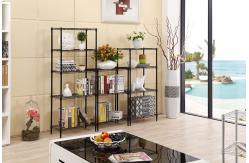 China OEM 5 Tier Metal Wire Storage Shelves Painted Bookshelf Height Adjustable Black supplier